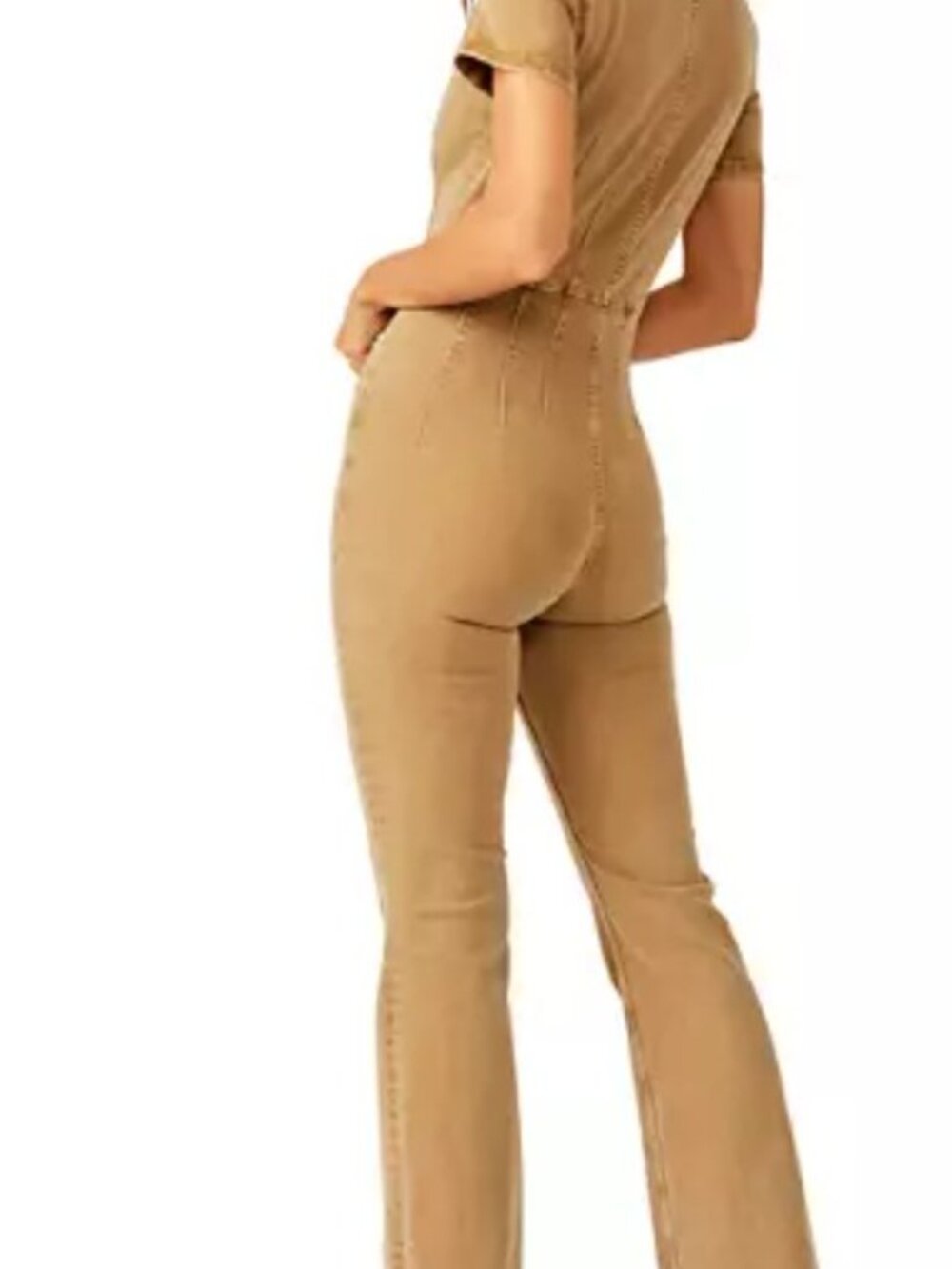 Free People We The Free Jayde Flare Denim Jumpsuit Small Blushing - Picture 2 of 11